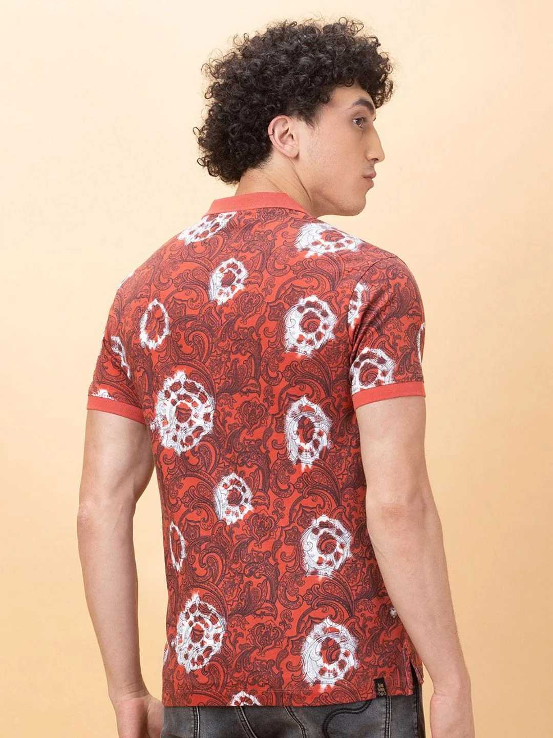Being Human Men Printed Polo Collar Ethnic Applique T-shirt - Image 3