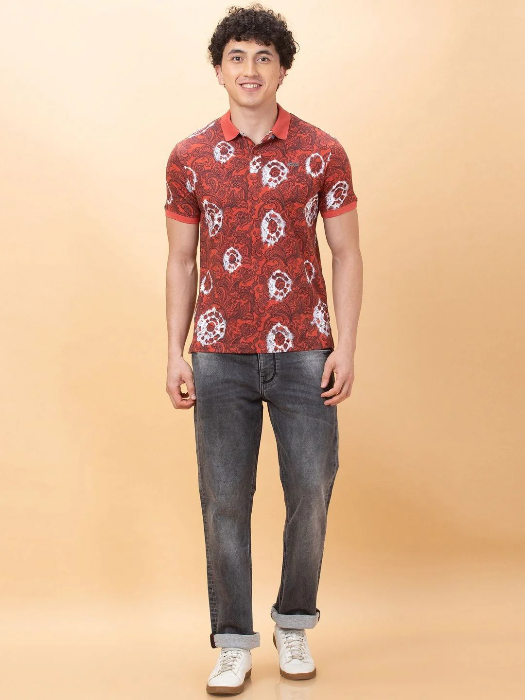 Being Human Men Printed Polo Collar Ethnic Applique T-shirt - Image 4