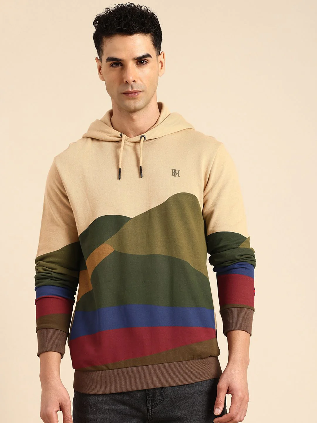 Being Human Men Printed Pure Cotton Hooded Sweatshirt