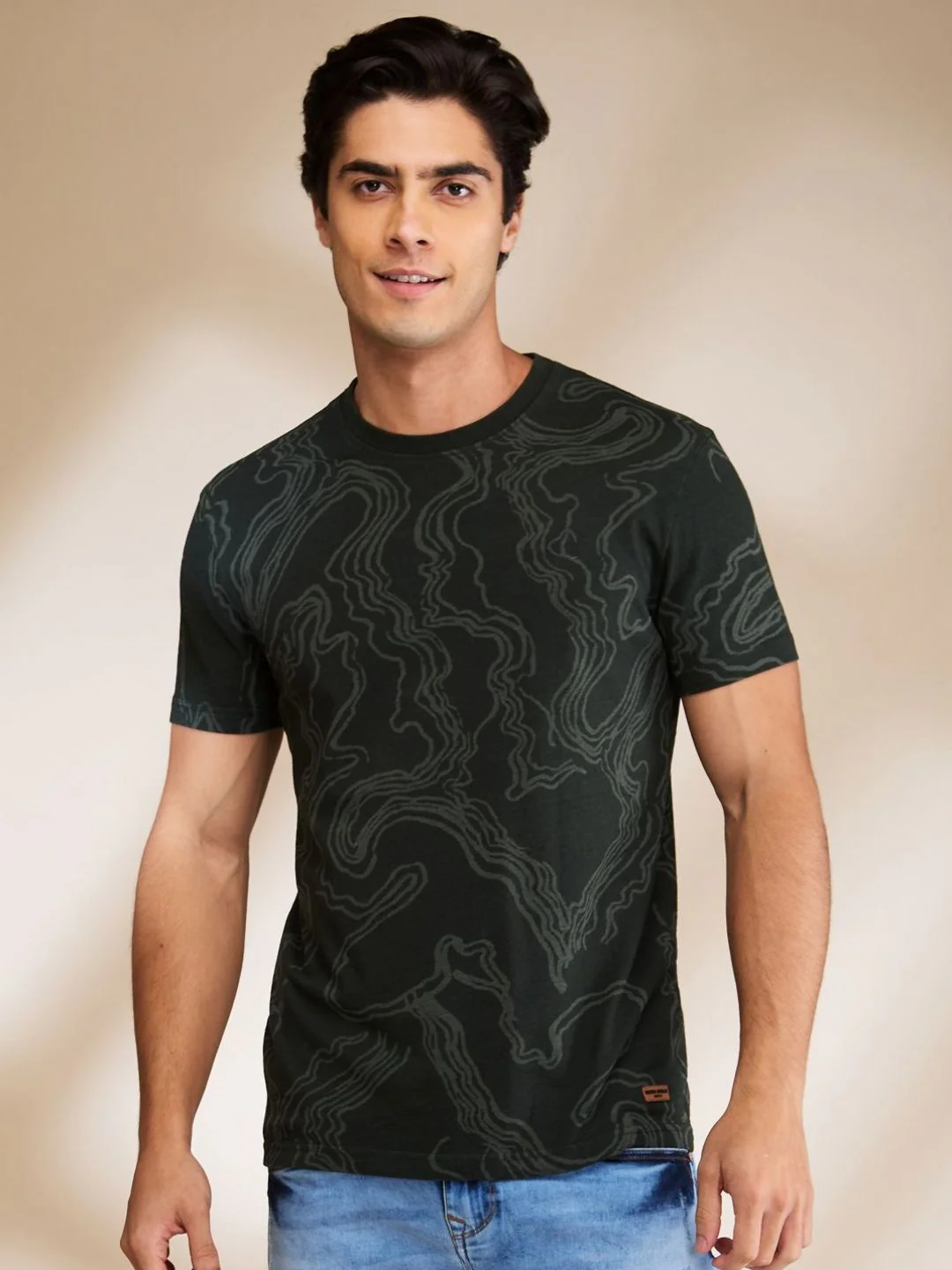 Being Human Printed Round Neck Raw Edge T-shirt