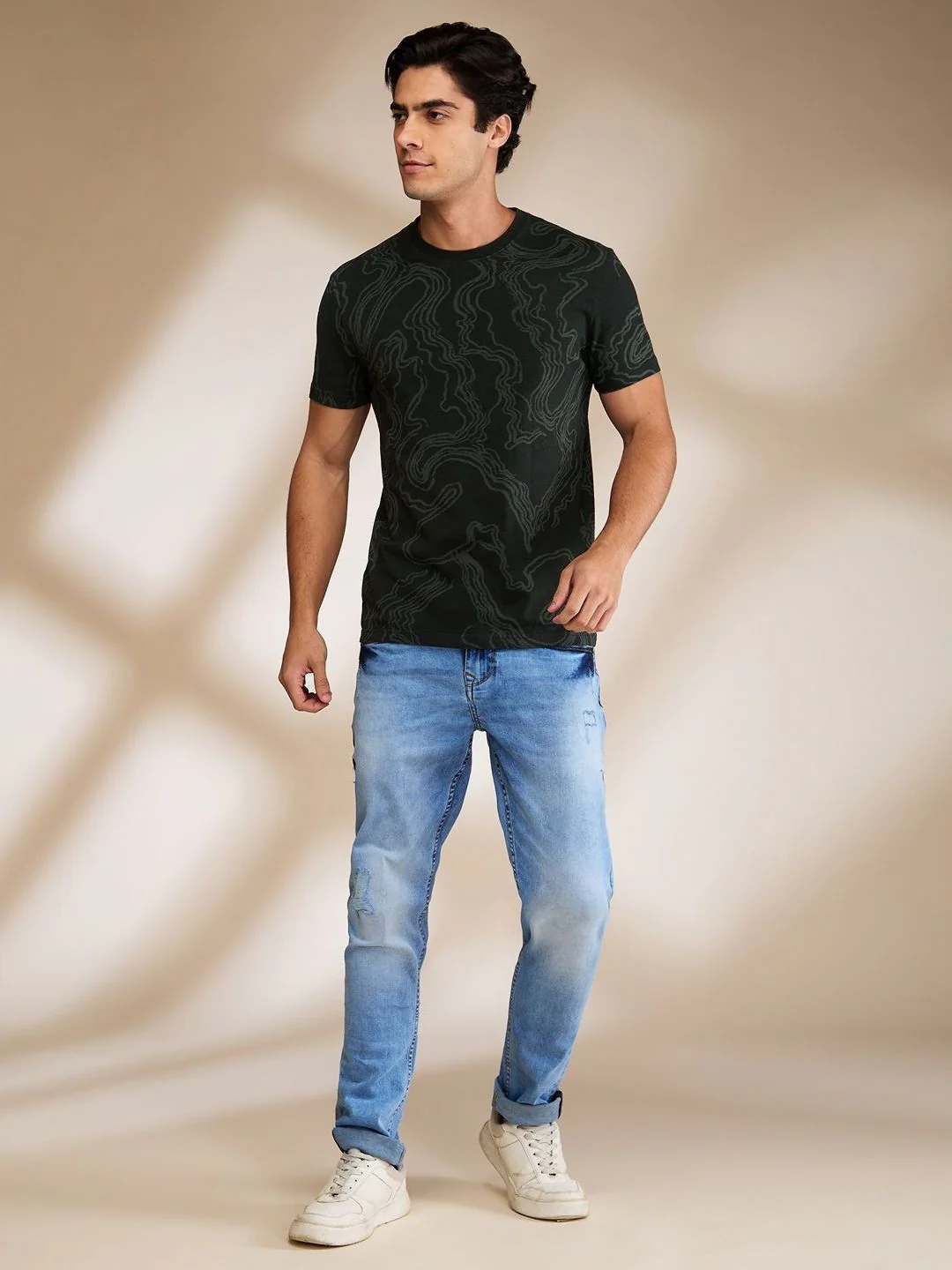 Being Human Printed Round Neck Raw Edge T-shirt - Image 6