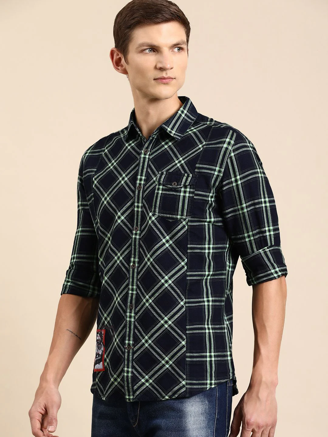 Being Human Men Pure Cotton Slim Fit Opaque Printed Casual Shirt - Image 5