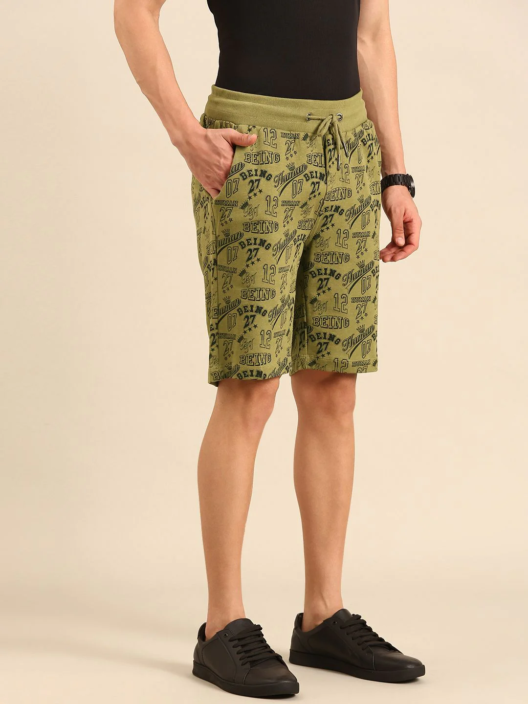 Being Human Men Pure Cotton Typography Printed Regular Shorts - Image 2