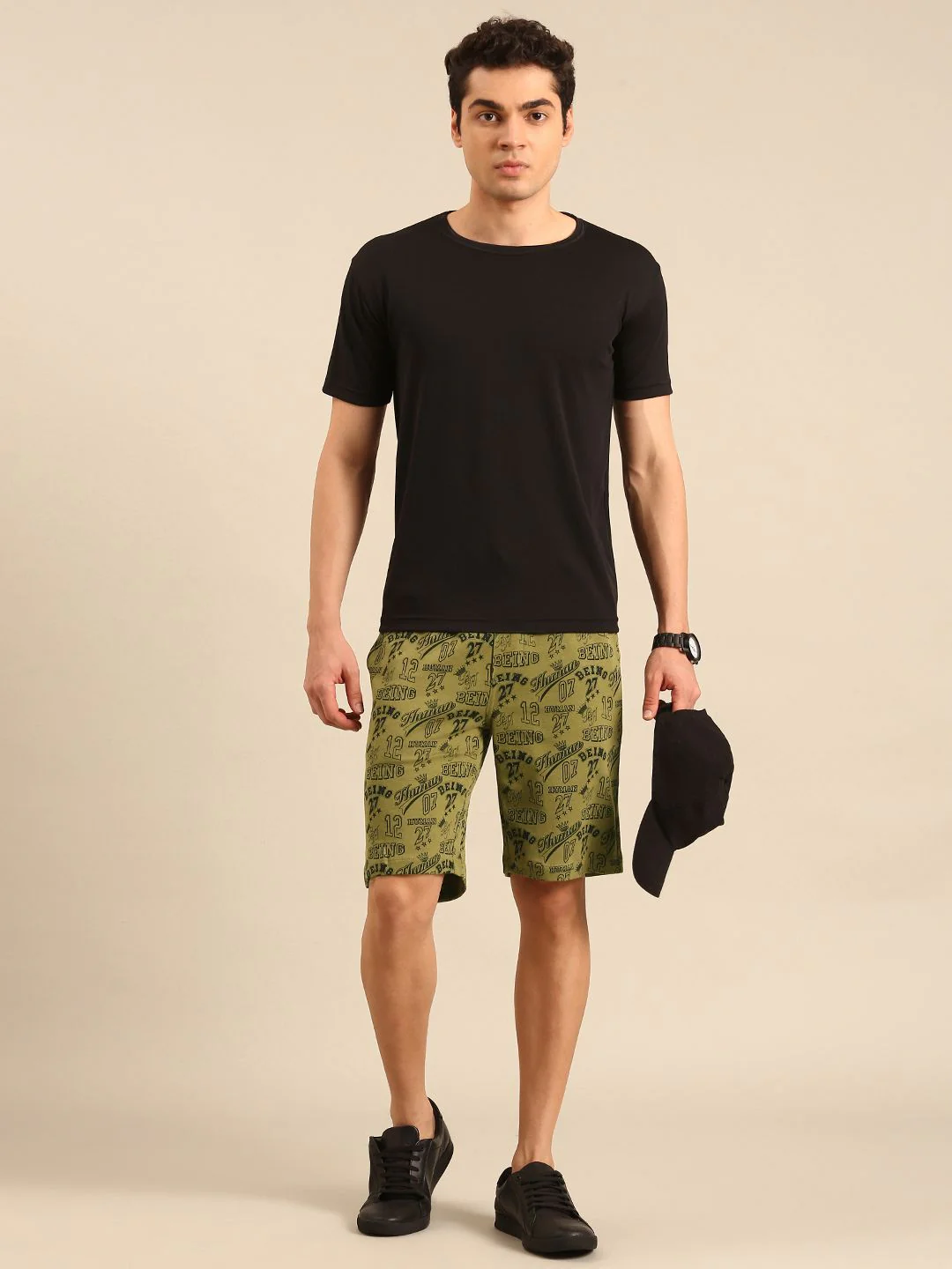 Being Human Men Pure Cotton Typography Printed Regular Shorts - Image 5