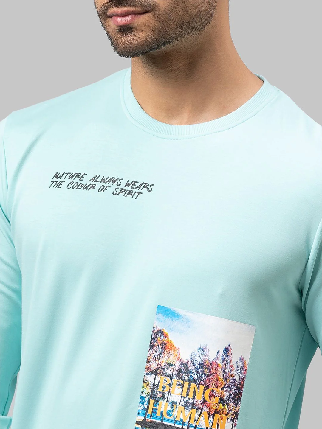 Being Human Men Sea Green Printed Sweatshirt - Image 2