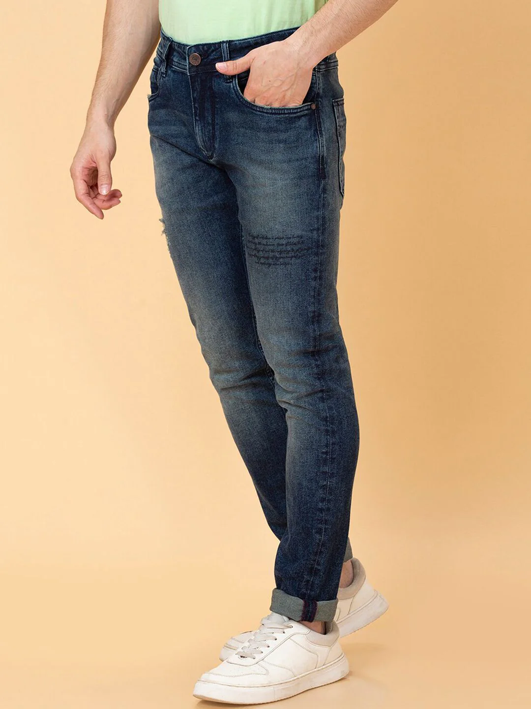 Being Human Men Skinny Fit Low Distress Heavy Fade Jeans - Image 2