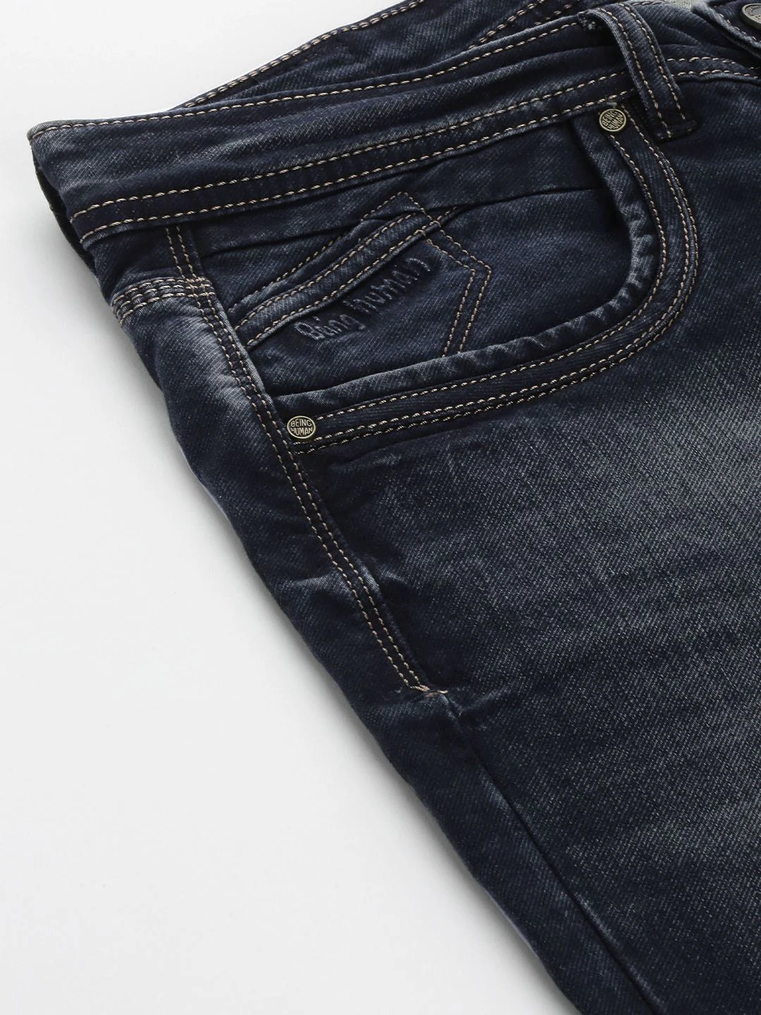 Being Human Men Skinny Fit Low-Rise Heavy Fade Stretchable Jeans - Image 6