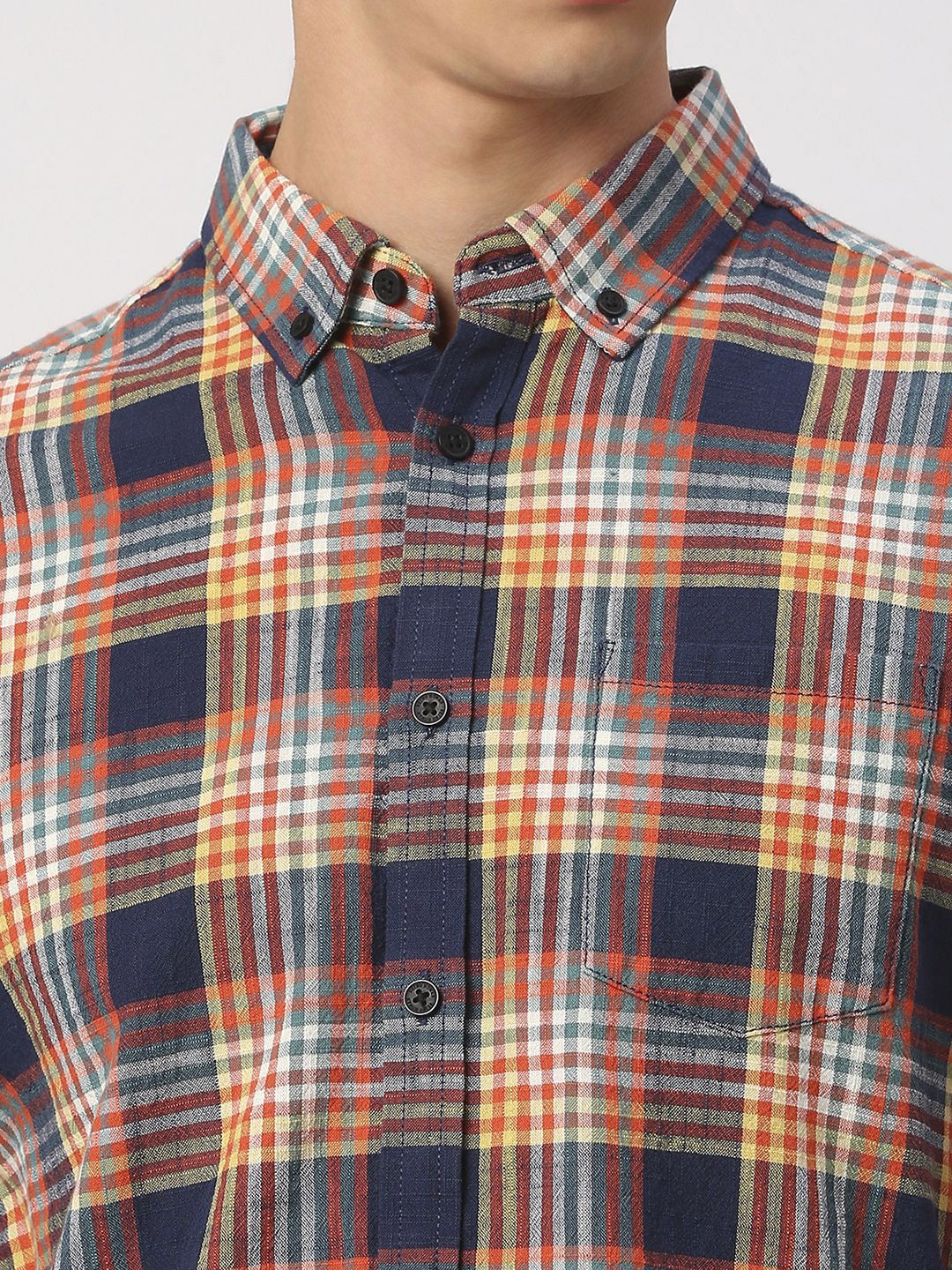 Being Human Men Slim Fit Button-Down Collar Tartan Checks Opaque Checked Casual Shirt - Image 2
