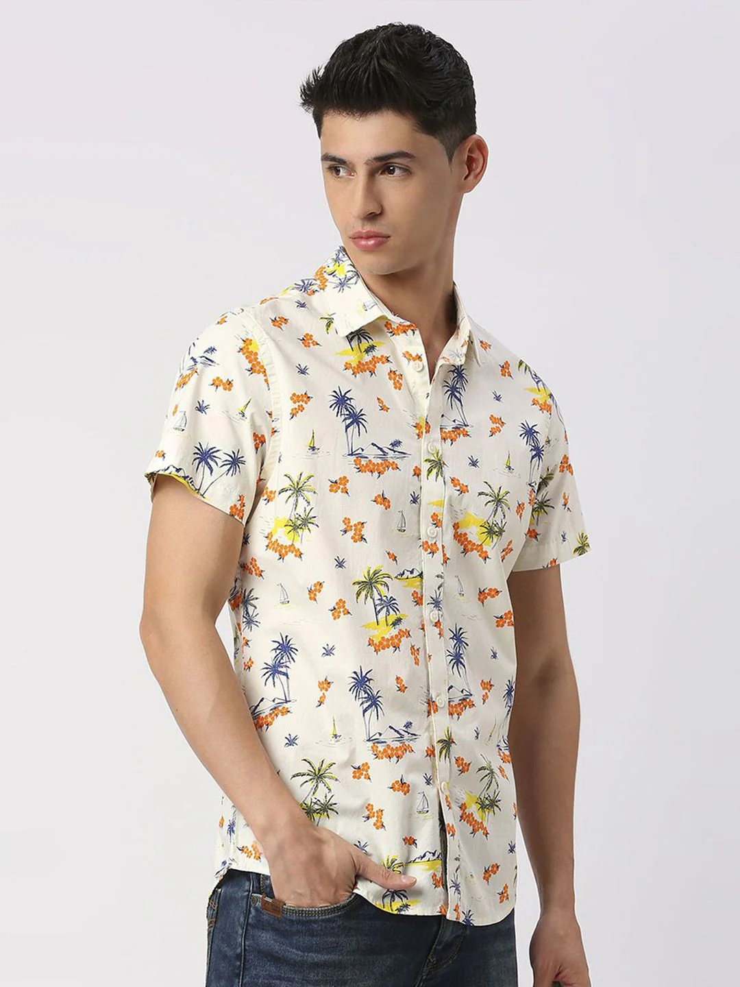Being Human Men Slim Fit Floral Printed Opaque Casual Shirt - Image 3