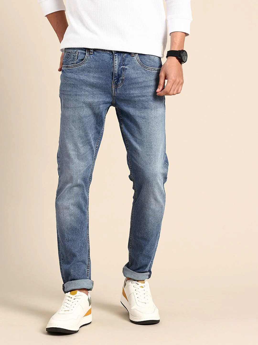 Being Human Men Slim Fit Heavy Fade Stretchable Jeans - Image 2