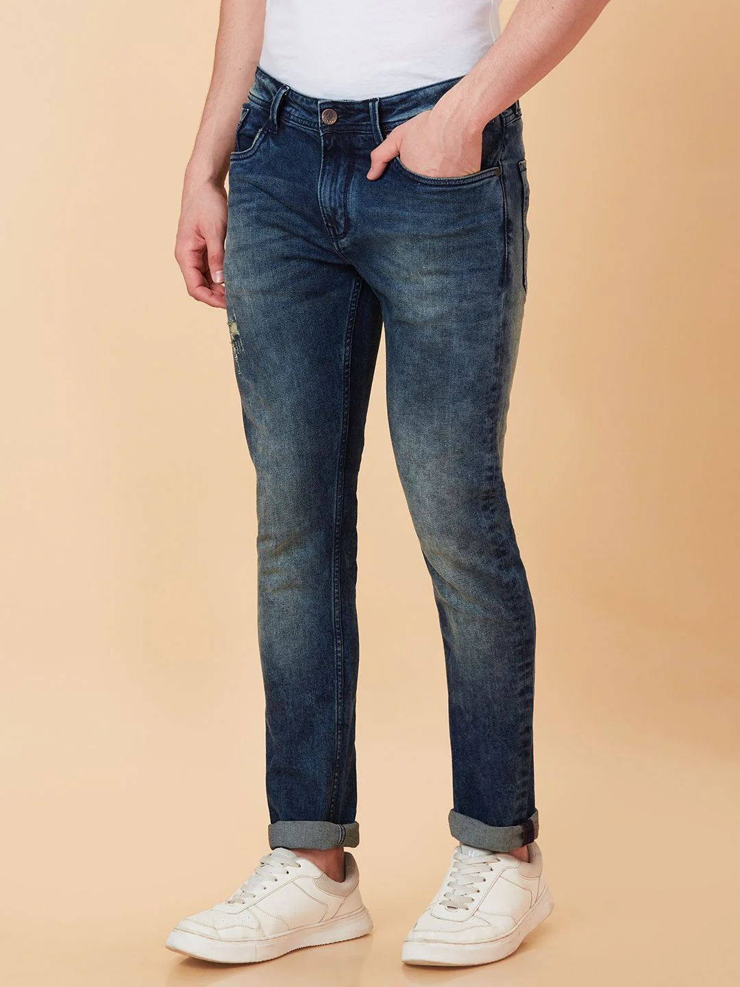 Being Human Men Slim Fit Low Distress Light Fade Jeans - Image 2