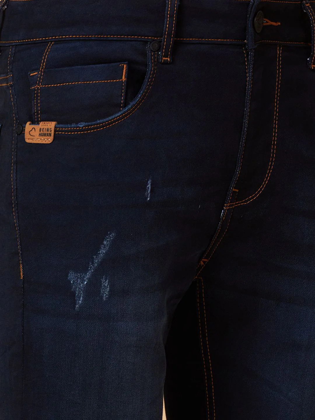 Being Human Men Slim Fit Low Distress Light Fade Jeans - Image 6