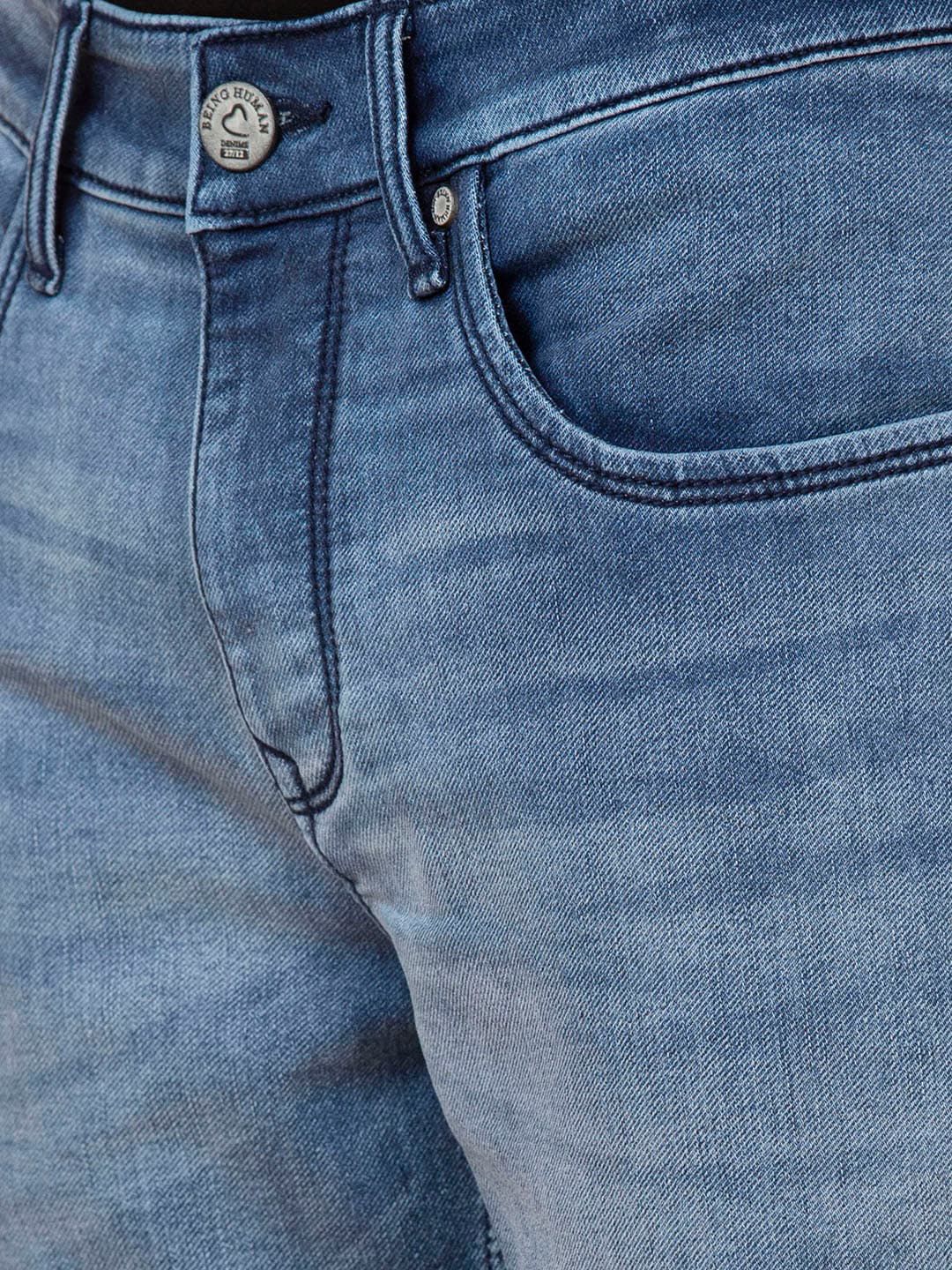 Being Human Men Slim Fit Mid Rise Clean Look Light Fade Jeans - Image 6