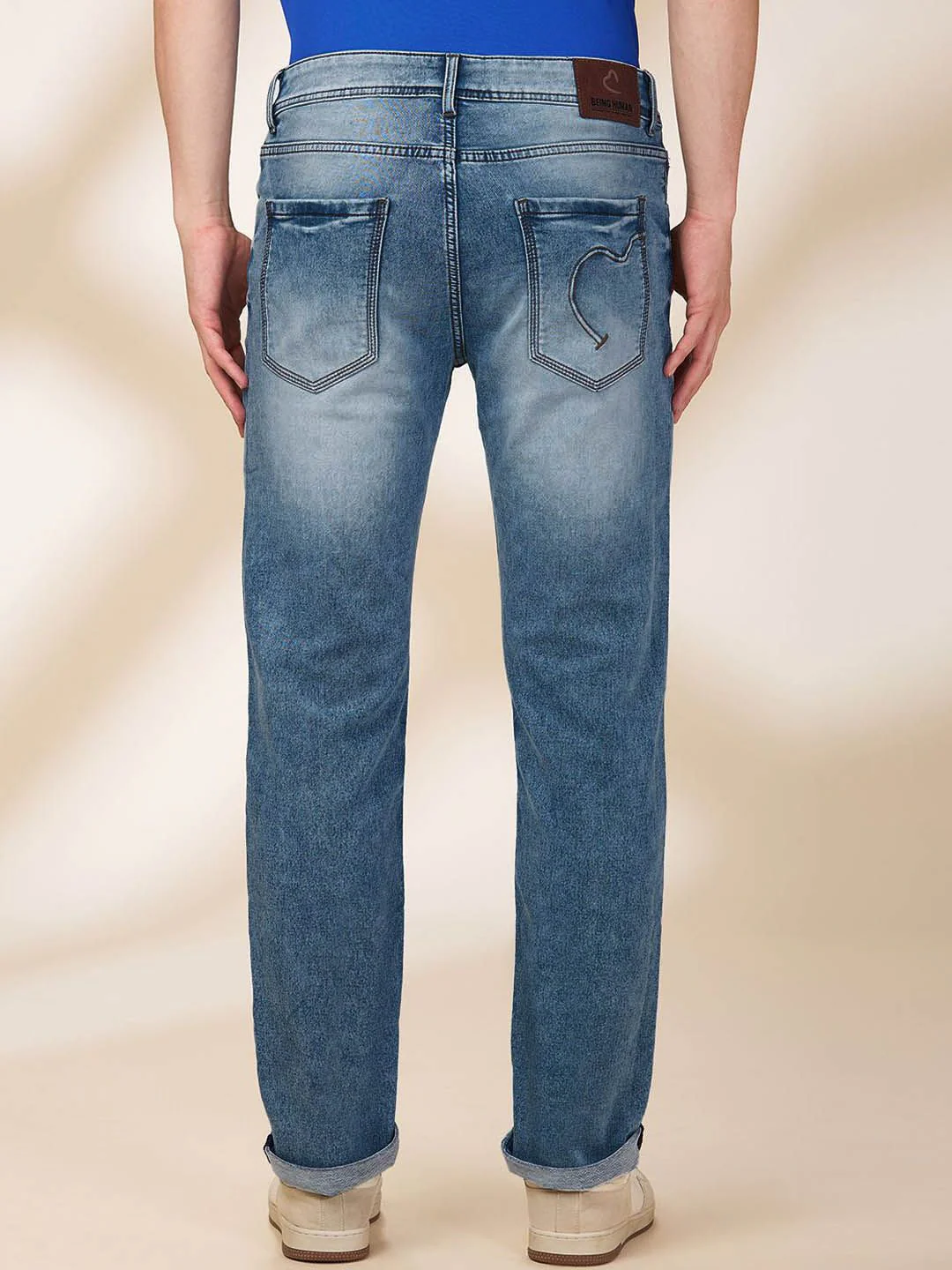 Being Human Men Straight Fit Mid-Rise Heavy Fade Stretchable Jeans - Image 3