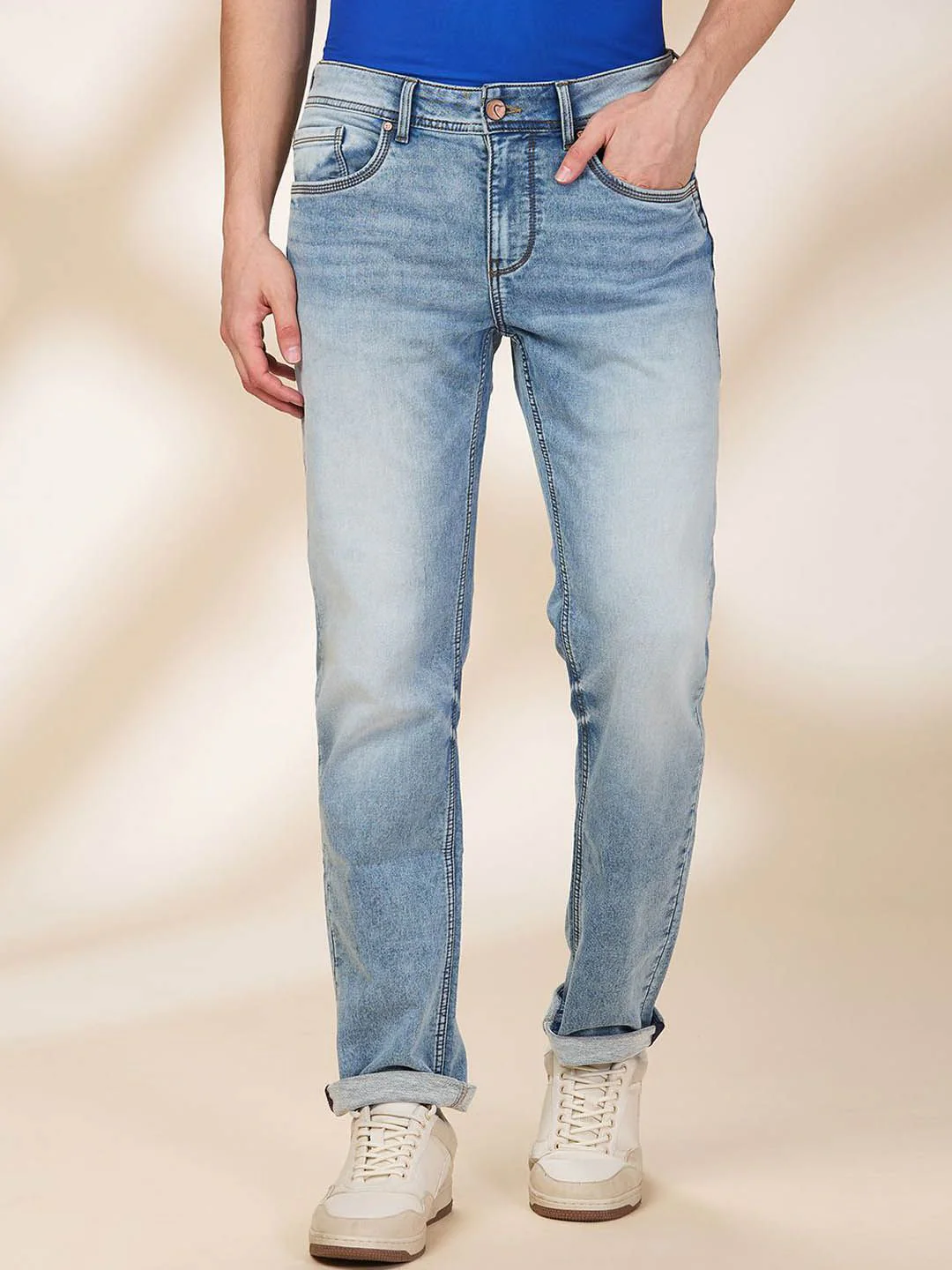 Being Human Men Straight Fit Mid-Rise Heavy Fade Stretchable Jeans - Image 6
