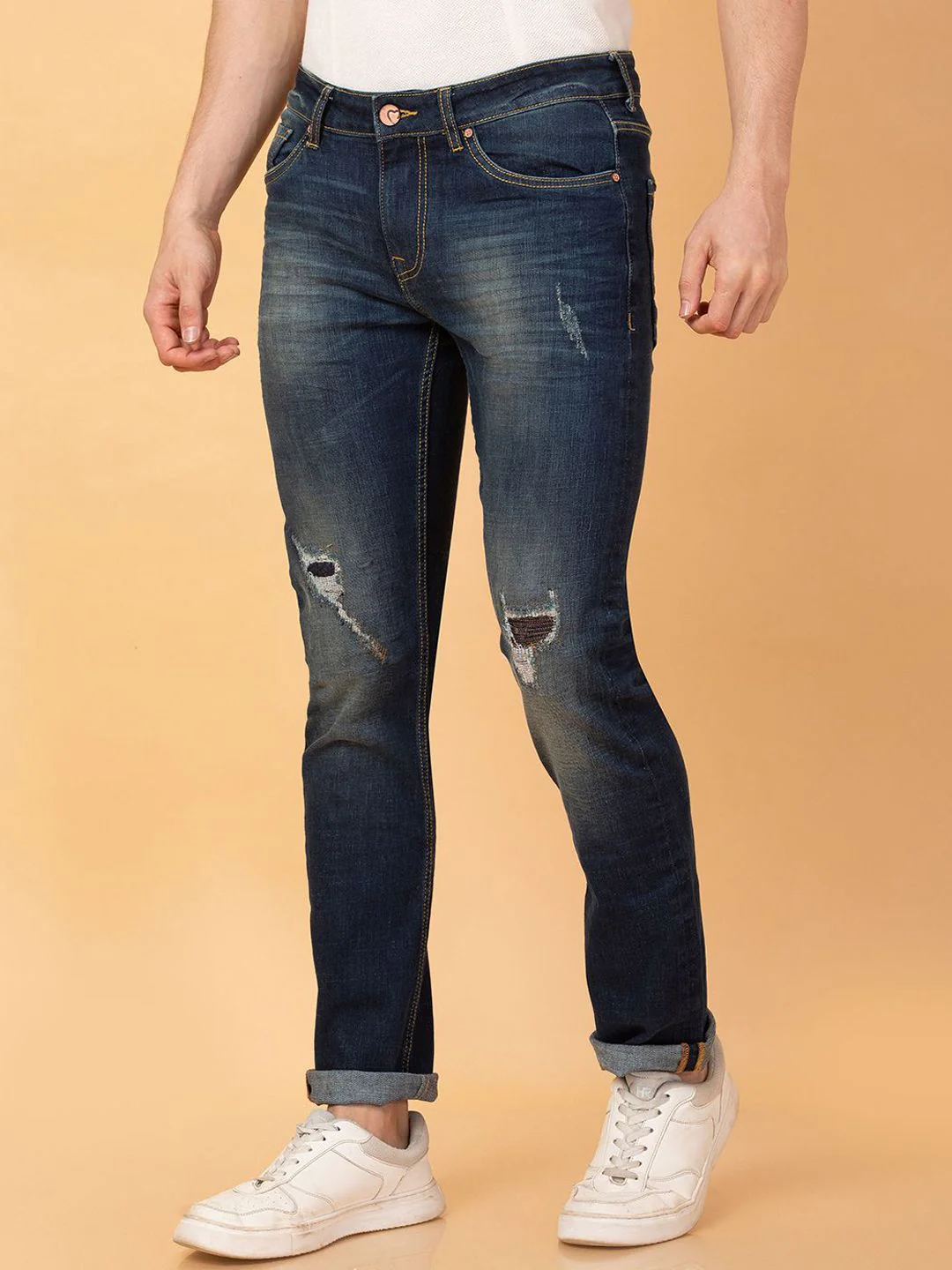 Being Human Men Slim Fit Mildly Distressed Heavy Fade Stretchable Jeans - Image 2