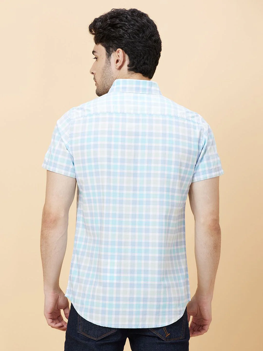 Being Human Men Slim Fit Tartan Checks Button-Down Collar Opaque Checked Casual Shirt - Image 5