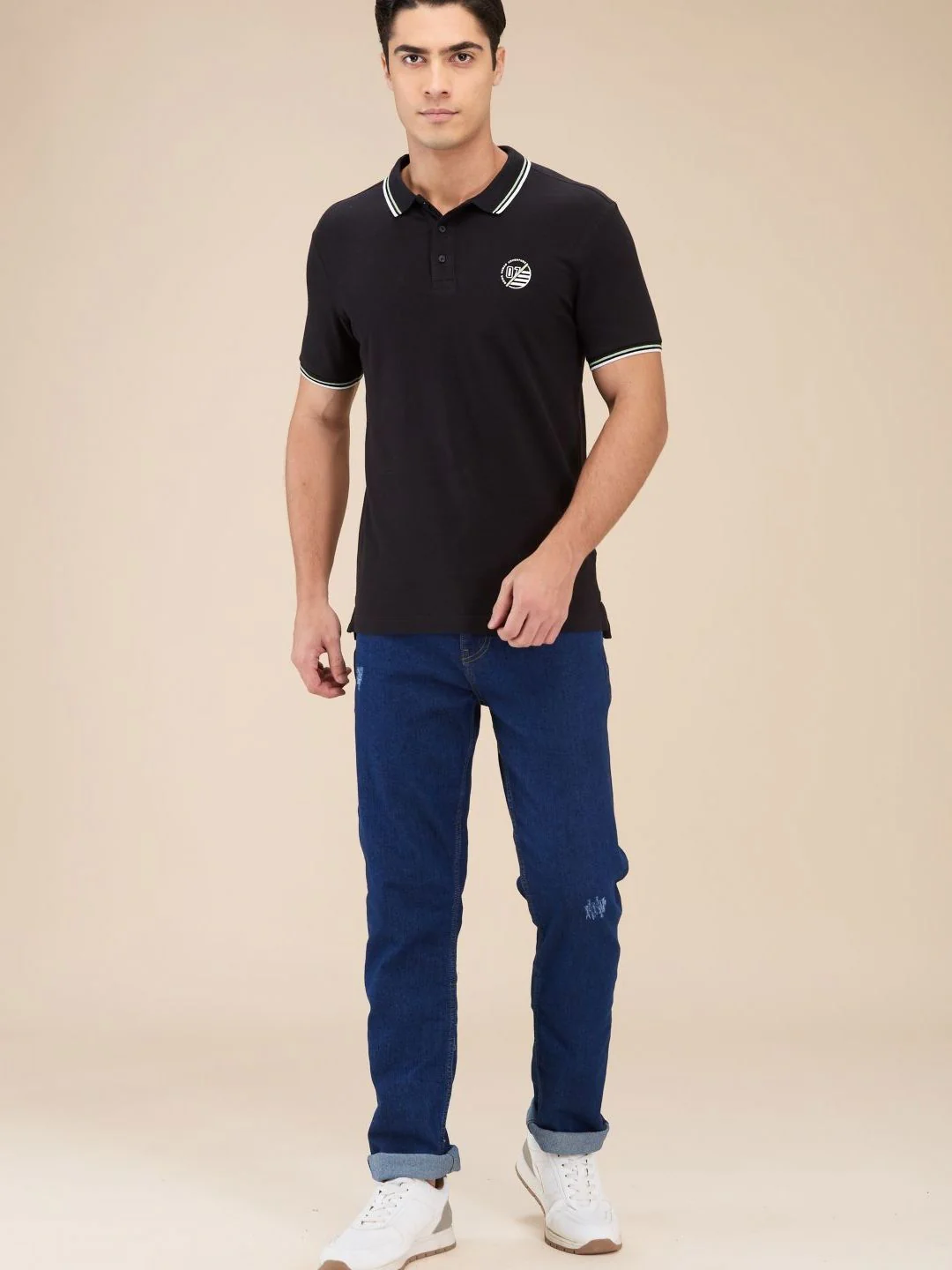 Being Human Men Solid Polo Collar Cotton T-Shirt - Image 4