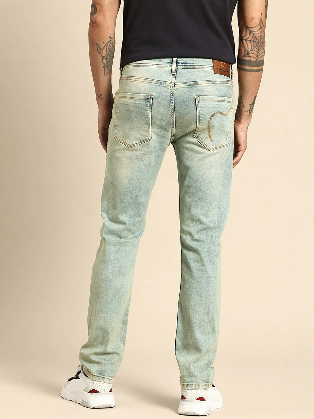 Being Human Men Straight Fit Distressed Light Fade Patch Work Printed Stretchable Jeans - Image 3