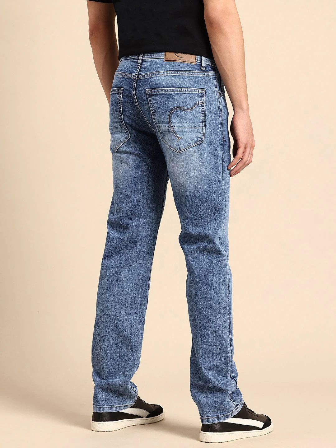 Being Human Men Straight Fit Low Distress Heavy Fade Stretchable Jeans - Image 3