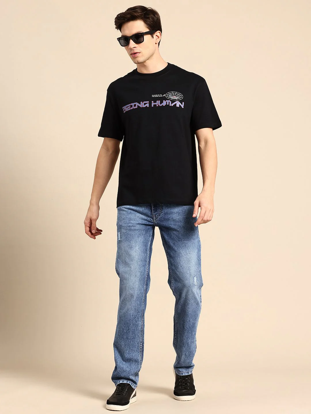 Being Human Men Straight Fit Low Distress Heavy Fade Stretchable Jeans - Image 5
