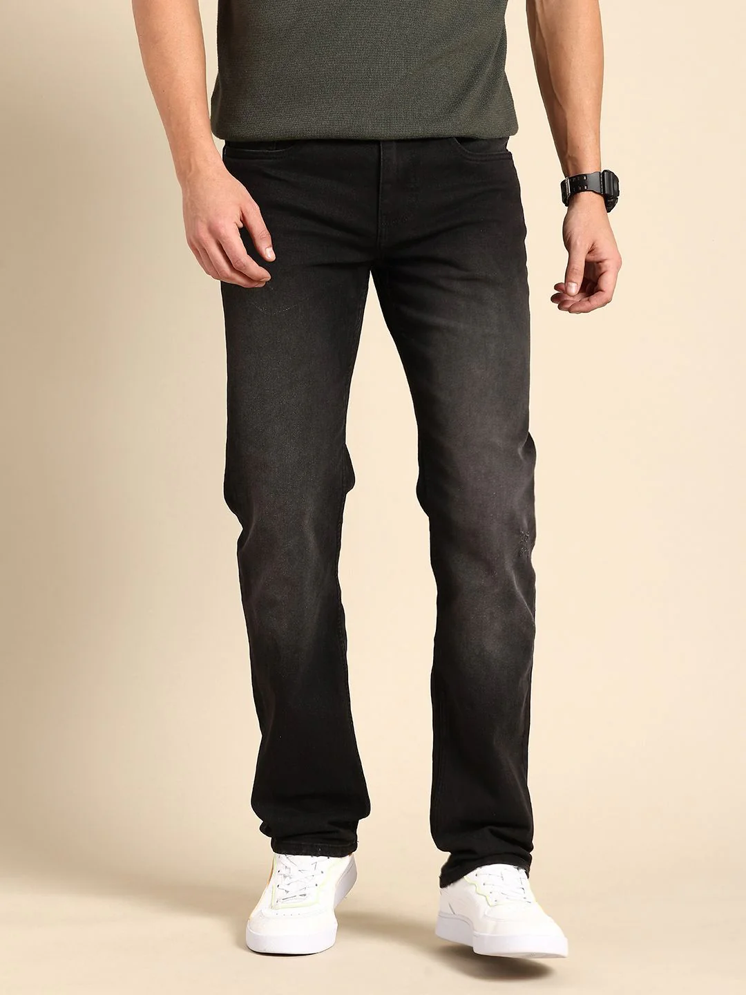 Being Human Men Straight Fit Low Distress Light Fade Stretchable Jeans - Image 2