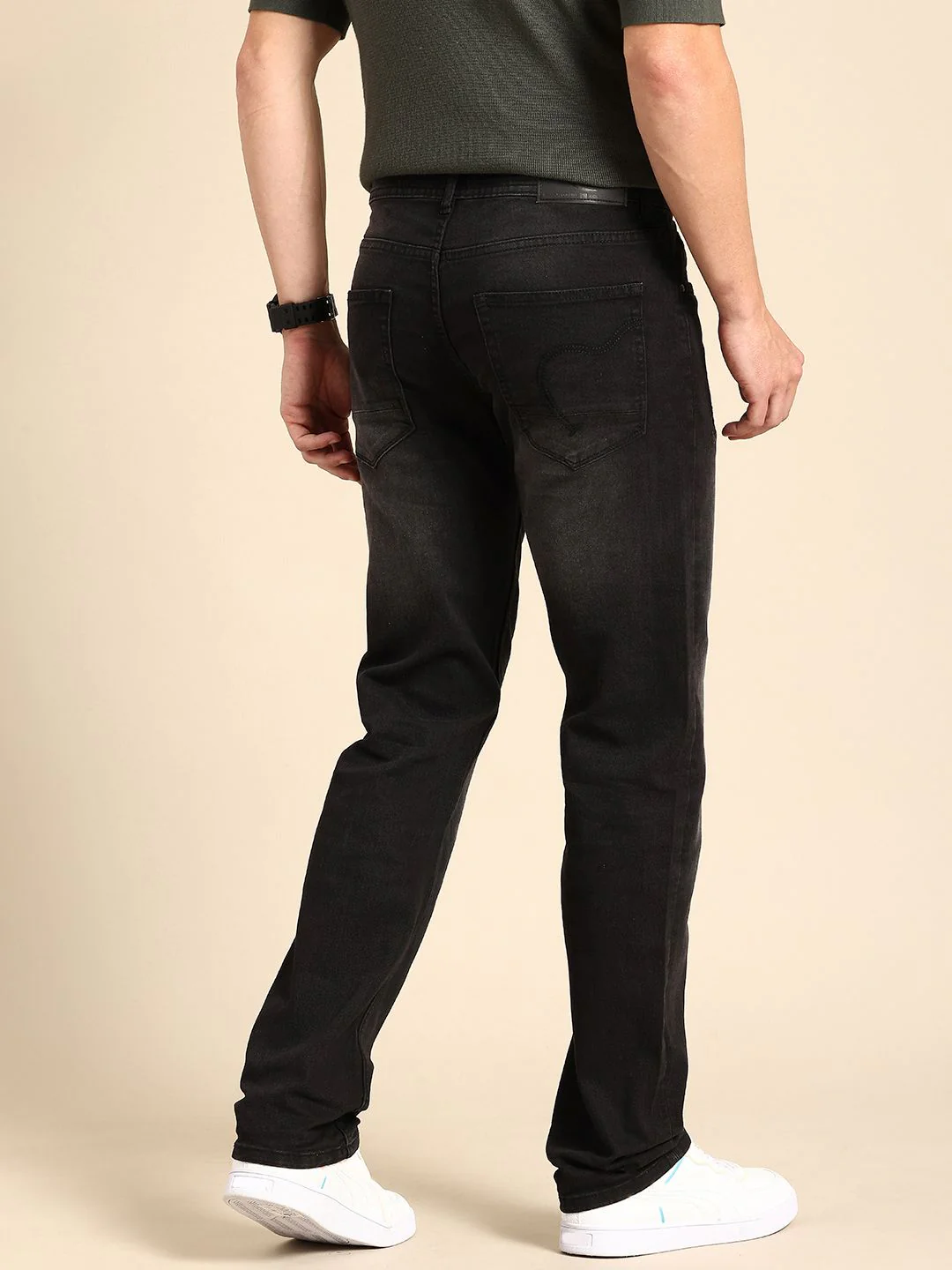 Being Human Men Straight Fit Low Distress Light Fade Stretchable Jeans - Image 3