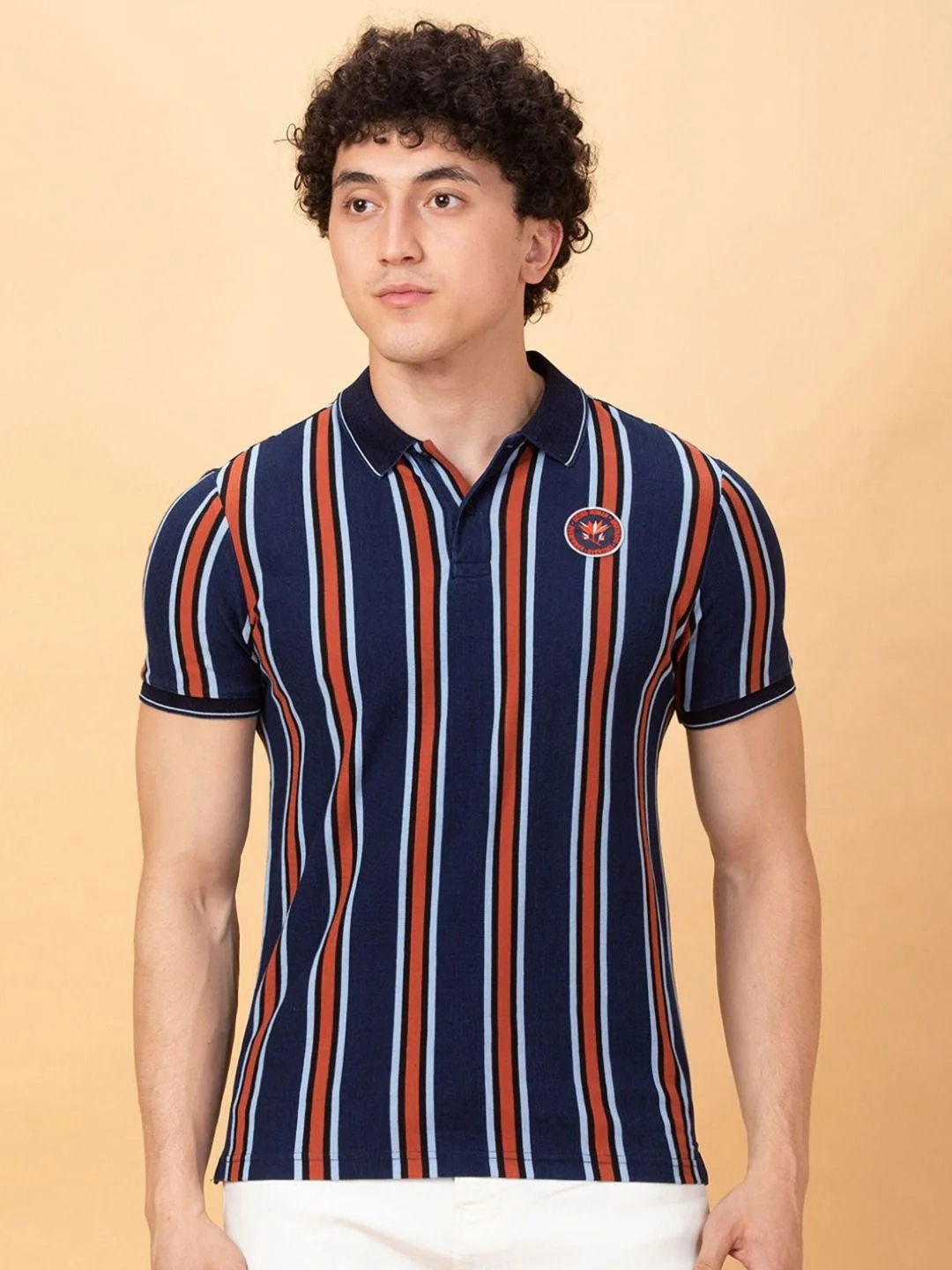 Being Human Men Striped Polo Collar Pockets T-shirt - Image 5
