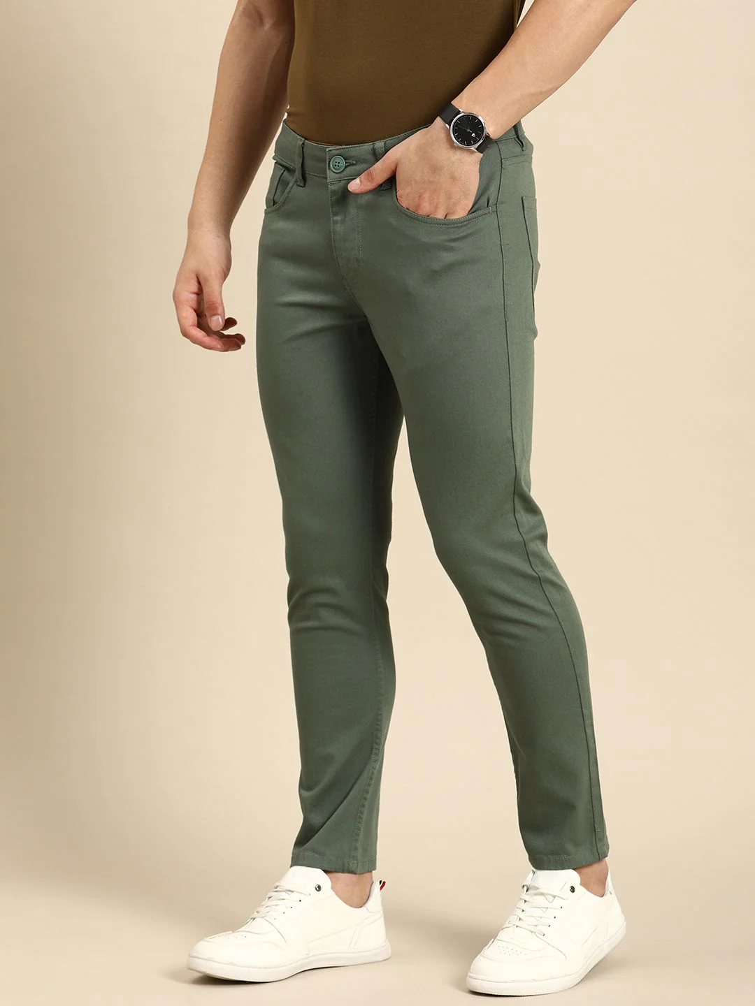 Being Human Men Textured Comfort Chinos Trousers - Image 2