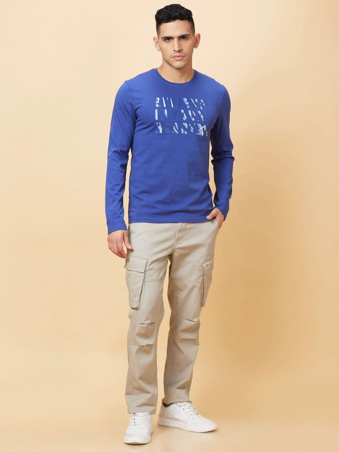 Being Human Pure Cotton Typography Printed Applique T-shirt - Image 4