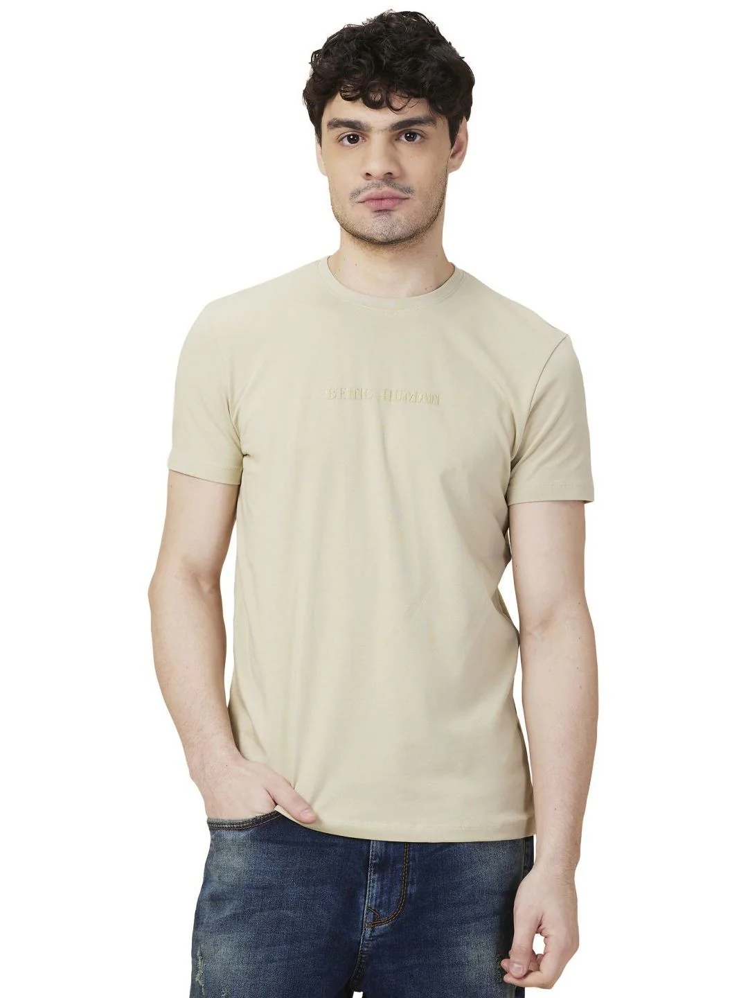 Being Human Men Typography Printed Round Neck Cotton Slim Fit T-shirt