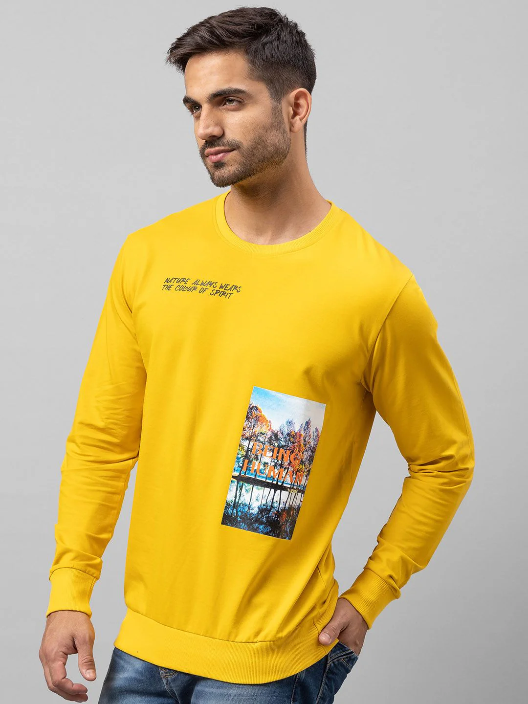 Being Human Men Yellow Graphic Printed Sweatshirt - Image 3