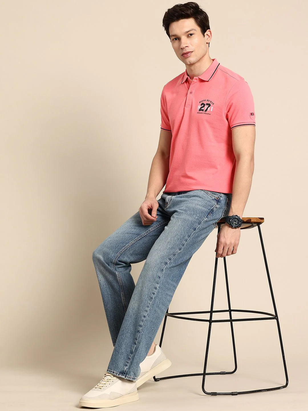 Being Human Polo Collar Pure Cotton T-shirt - Image 4