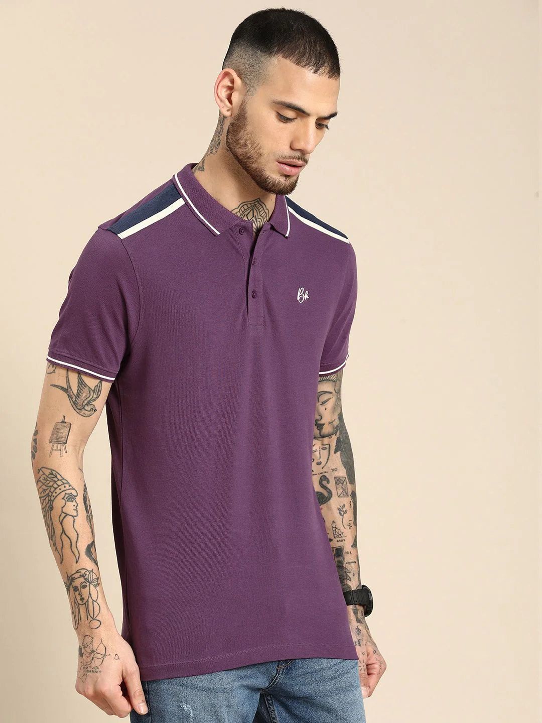 Being Human Polo Collar Pure Cotton T-shirt - Image 3
