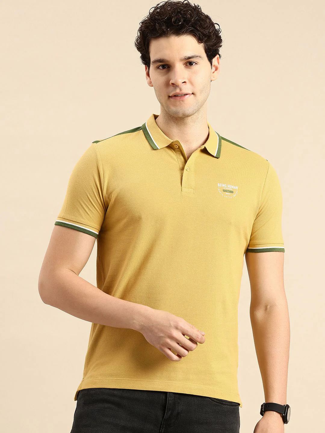 Being Human Polo Collar Pure Cotton T-shirt - Image 3