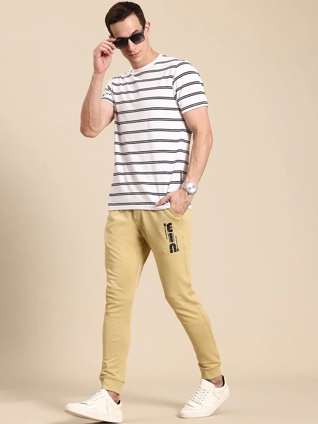 Being Human Printed Detail Pure Cotton Joggers - Image 5