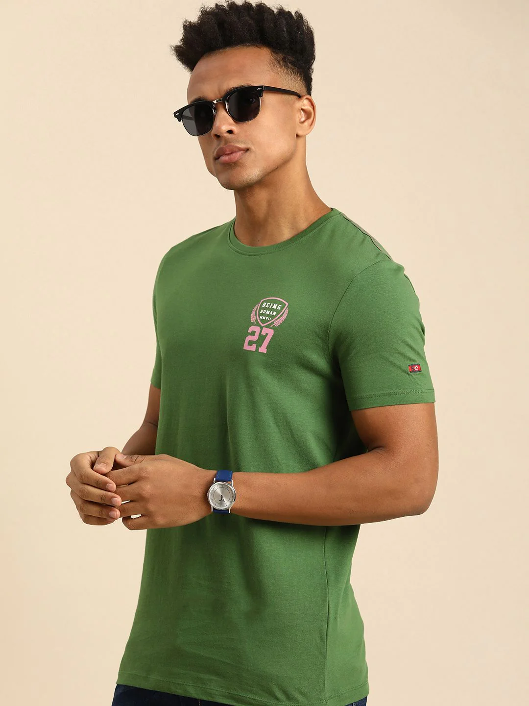 Being Human Pure Cotton Brand Logo Printed Casual T-shirt
