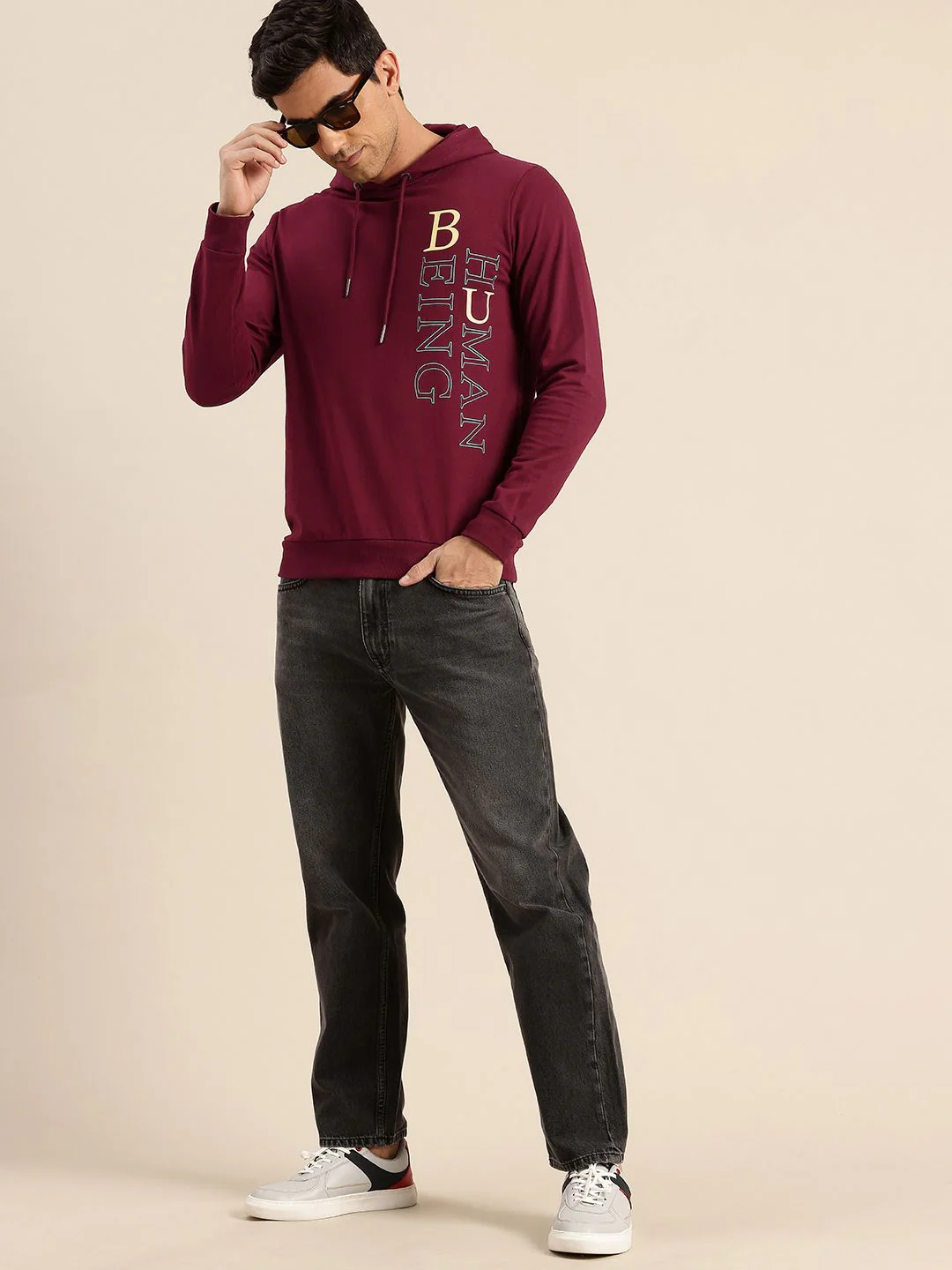 Being Human Pure Cotton Brand Logo Printed Hooded Pullover Sweatshirt - Image 4