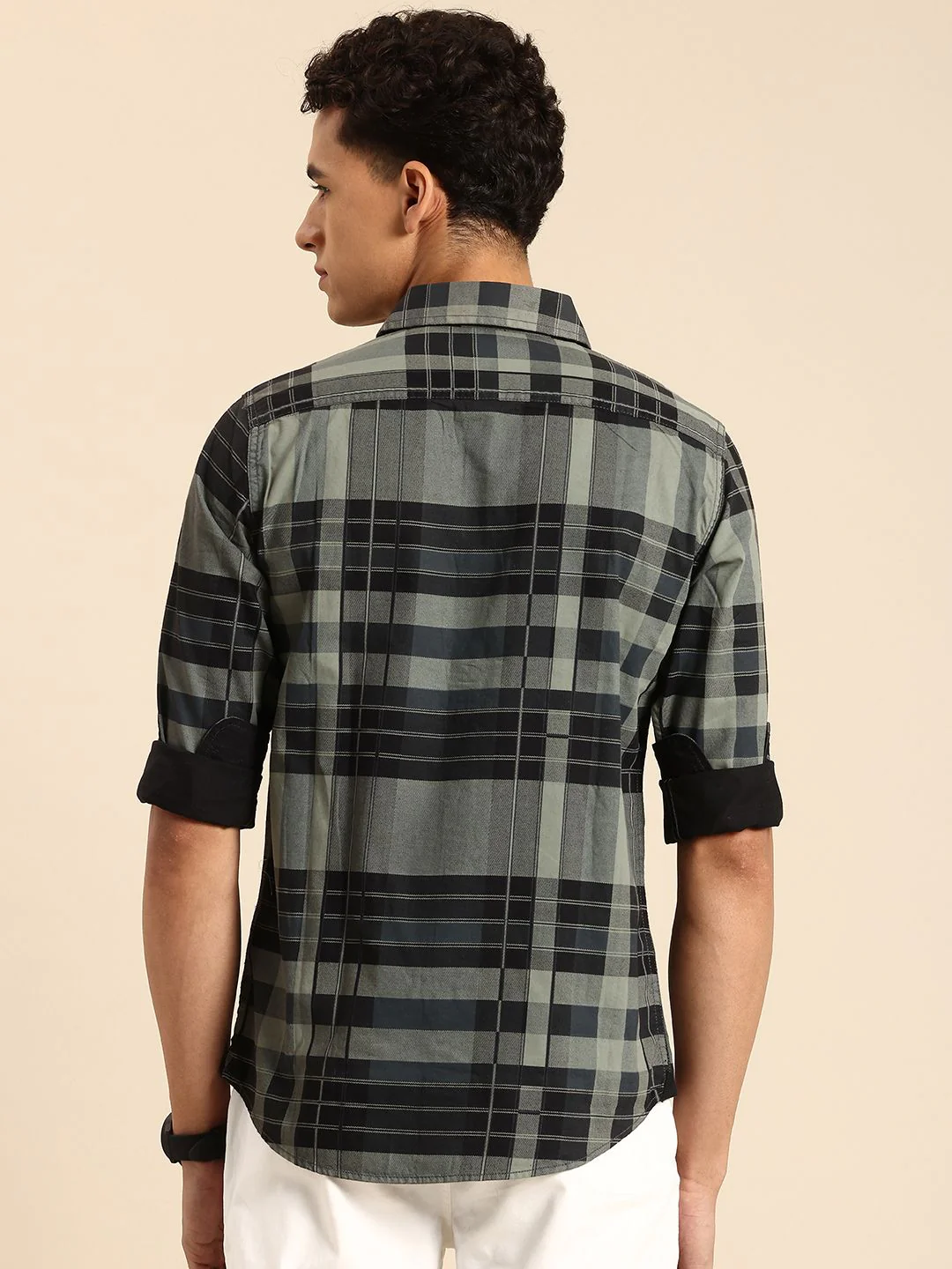 Being Human Pure Cotton Classic Slim Fit Opaque Checked Casual Shirt - Image 4