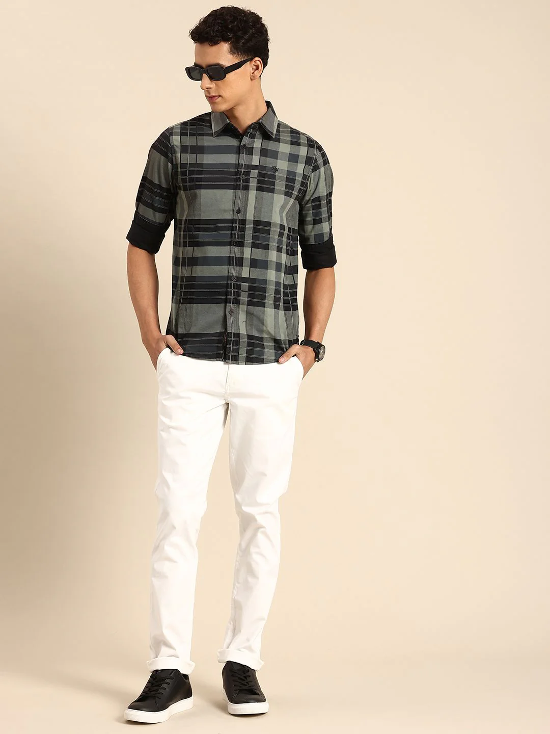 Being Human Pure Cotton Classic Slim Fit Opaque Checked Casual Shirt - Image 6