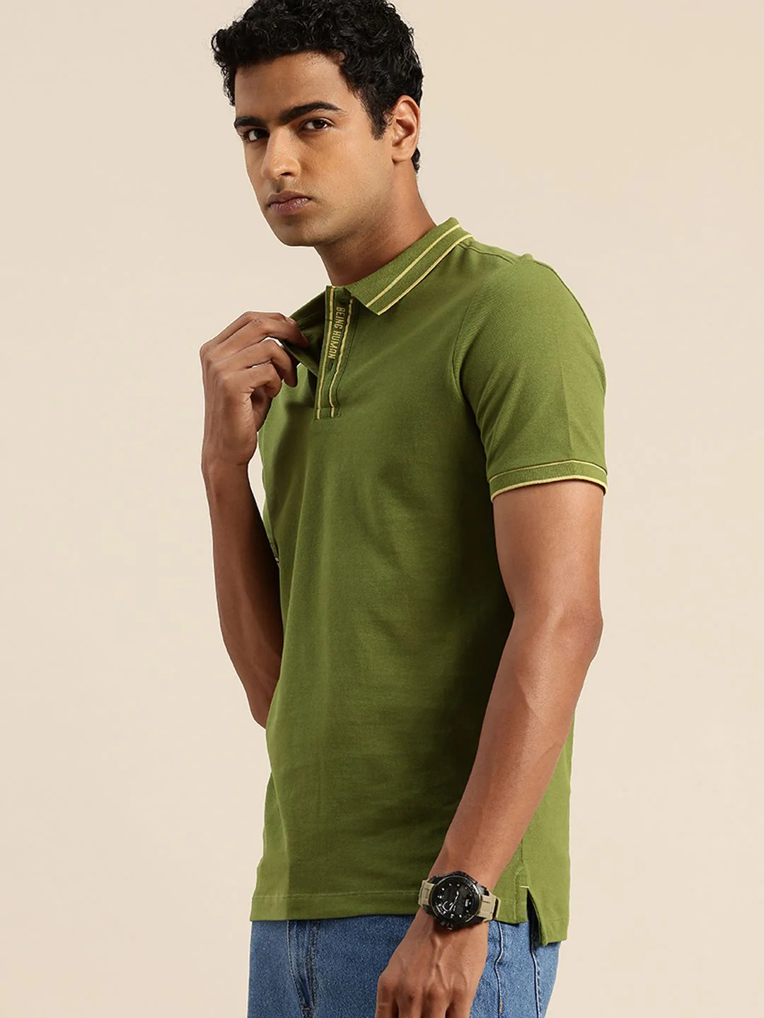 Being Human Pure Cotton Polo Collar Casual T-shirt - Image 3