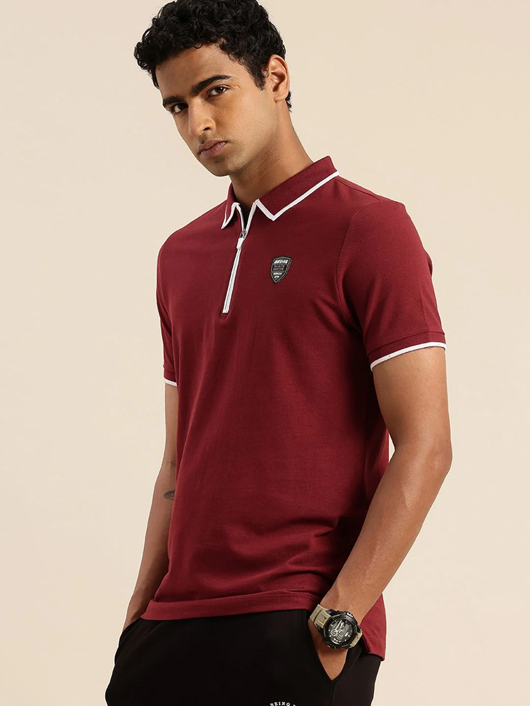 Being Human Pure Cotton Polo Collar Casual T-shirt - Image 3