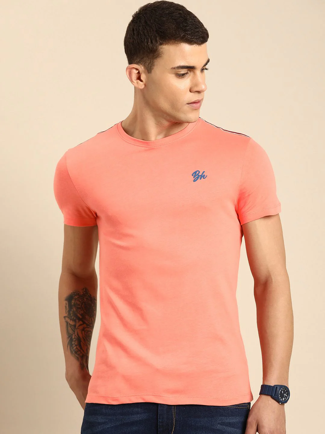 Being Human Pure Cotton Round Neck Casual T-shirt - Image 3