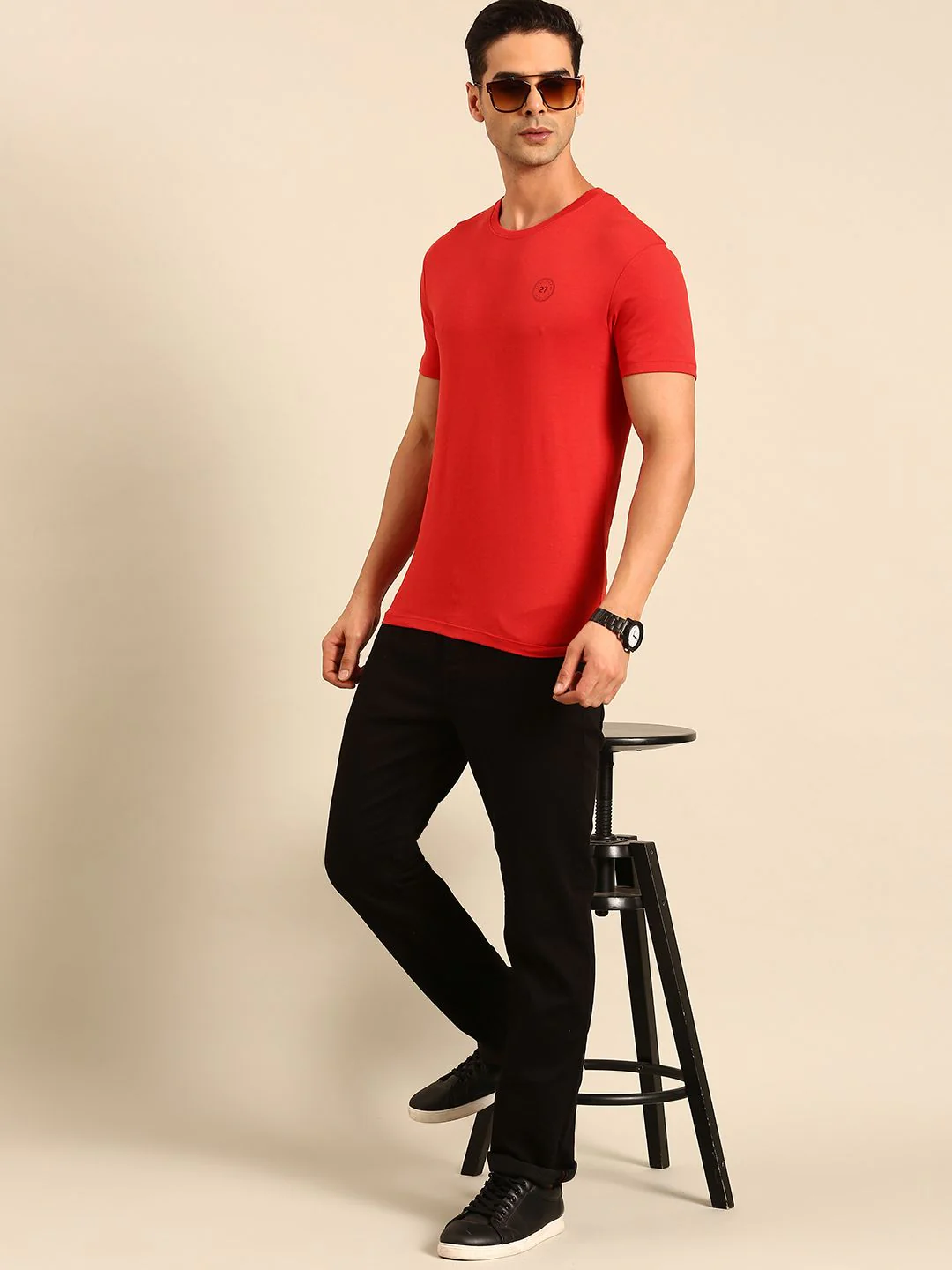 Being Human Pure Cotton Solid Casual T-shirt - Image 4
