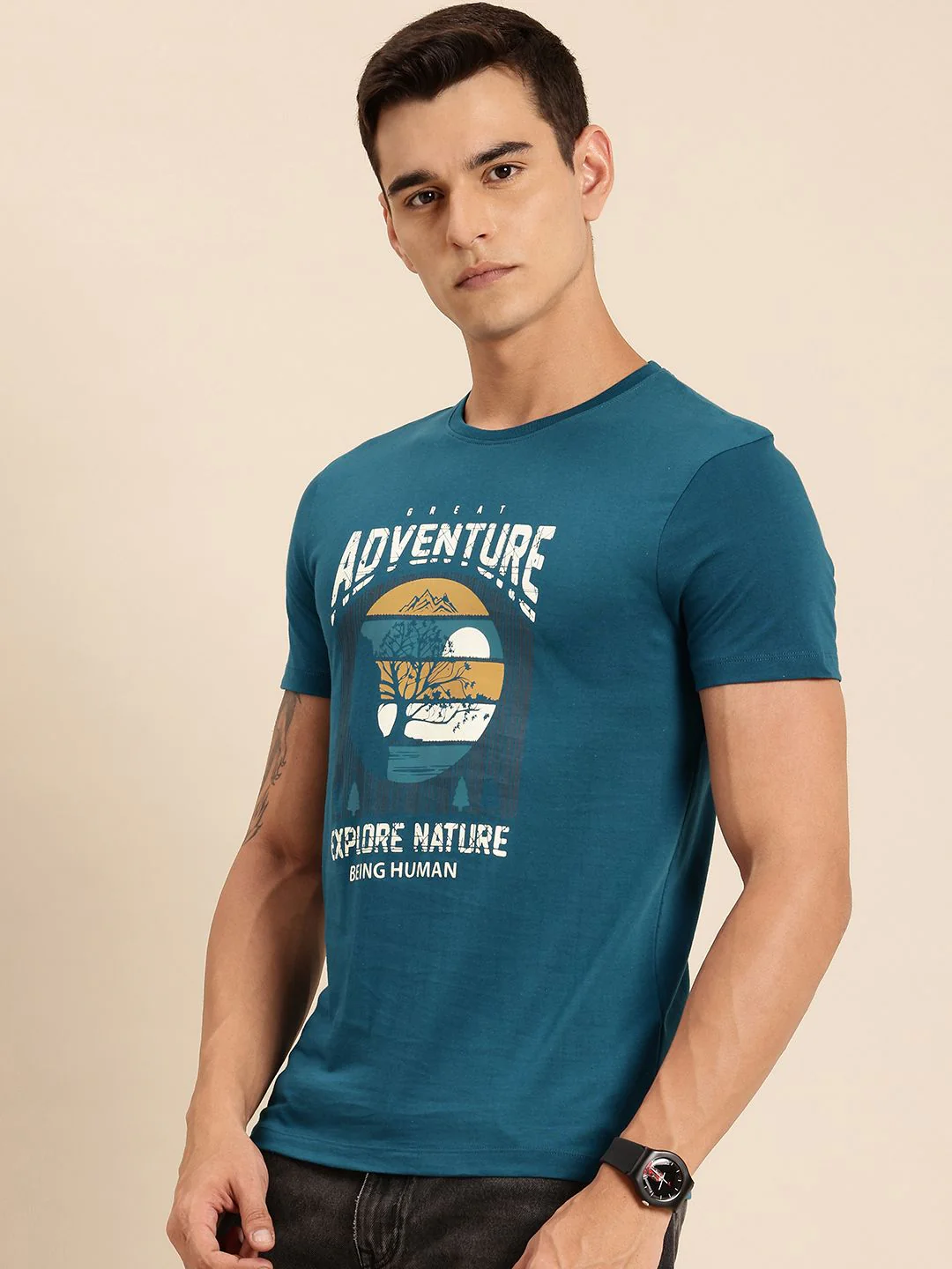 Being Human Pure Cotton Typography Printed T-shirt - Image 3
