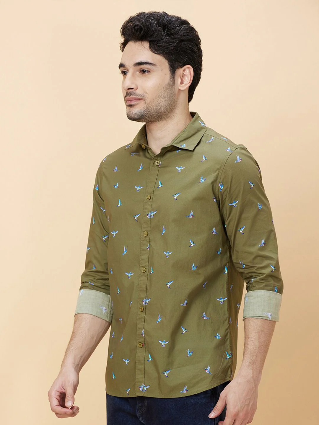 Being Human Slim Fit Conversational Print Spread Collar Long Sleeves Casual Shirt - Image 3