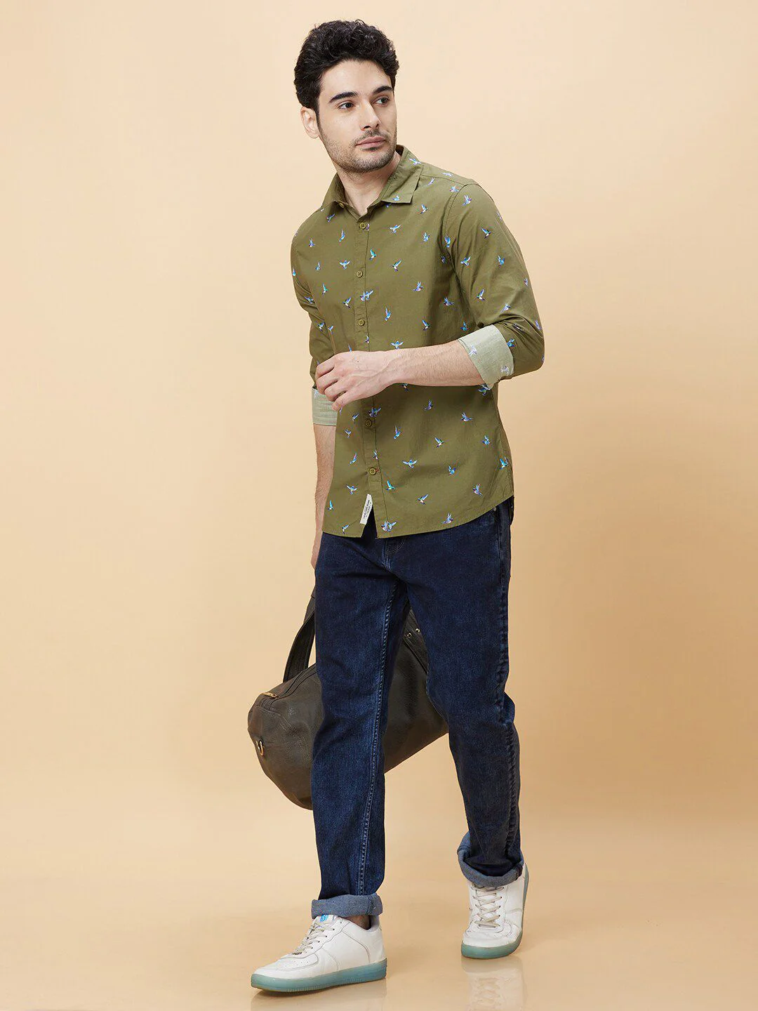 Being Human Slim Fit Conversational Print Spread Collar Long Sleeves Casual Shirt - Image 4