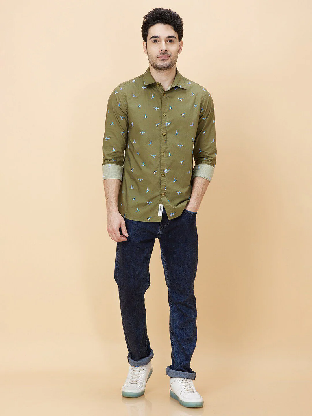 Being Human Slim Fit Conversational Print Spread Collar Long Sleeves Casual Shirt - Image 6