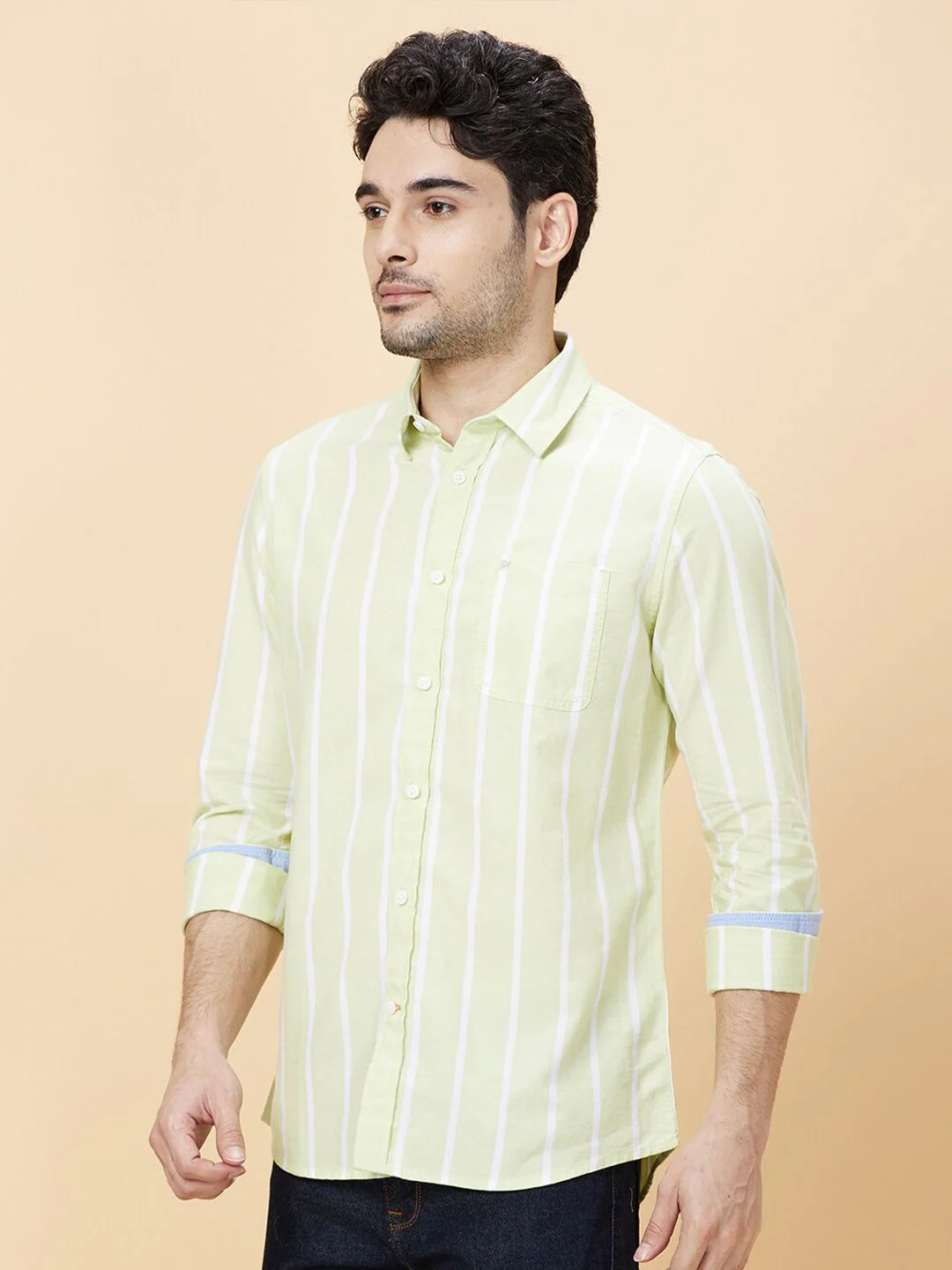 Being Human Slim Fit Striped Opaque Cotton Checked Casual Shirt - Image 3