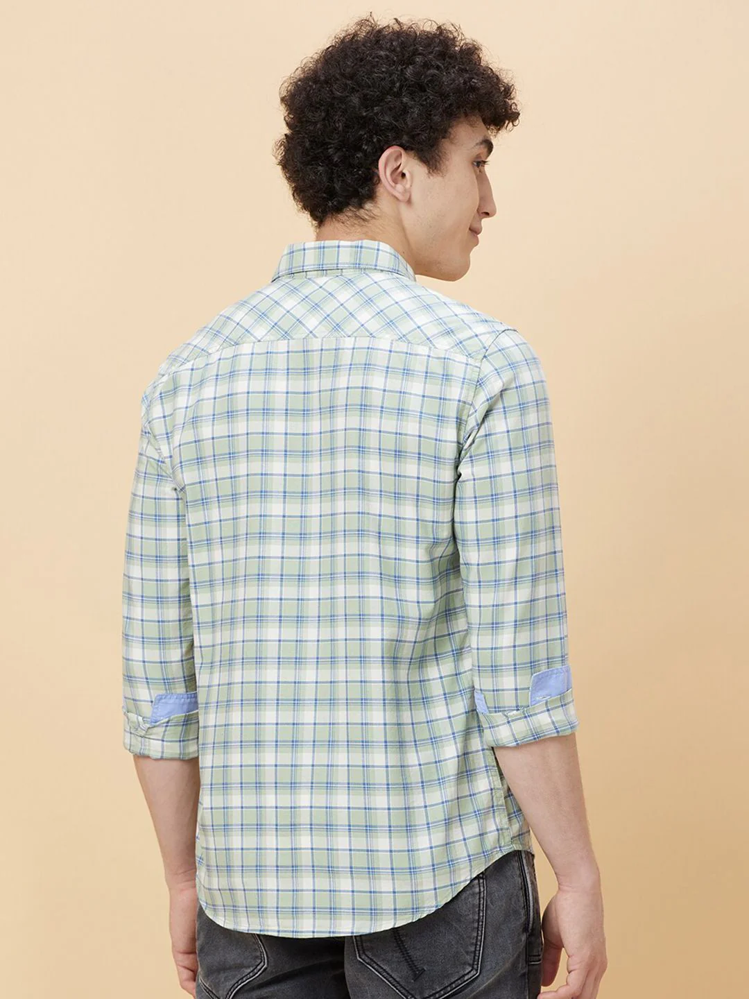 Being Human Slim Fit Tartan Checks Spread Collar Long Sleeves Casual Shirt - Image 5